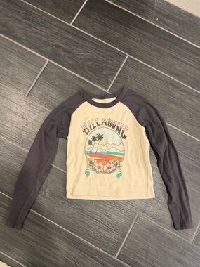 Billabong Kids' Long-Sleeve Graphic Raglan Shirt - Cream & Dark Gray